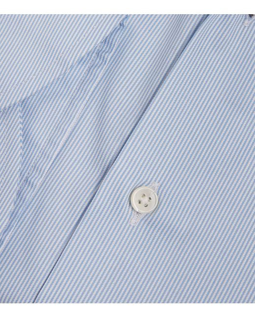 Canali Blue Cotton Striped Shirt for men