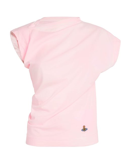 Vivienne Westwood Pink Cotton Asymmetric Orb Hebo Top