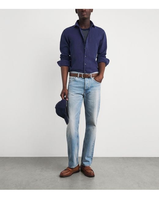 Polo Ralph Lauren Blue Linen Custom-Fit Shirt for men