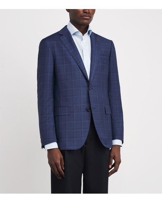 Pal Zileri Blue Wool Check Blazer for men
