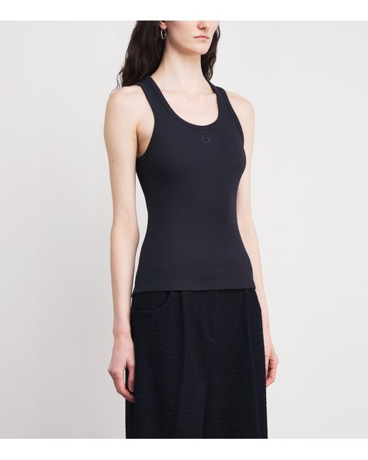 Maje Blue Stretch-Cotton Logo Tank Top