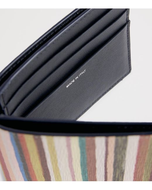 Paul Smith White Leather Painted Stripe Bifold Wallet for men
