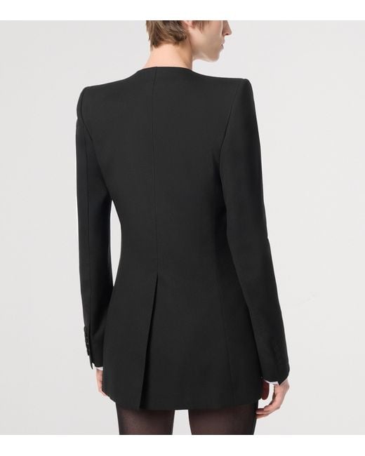 Tom Ford Black Wool-Silk Collarless Jacket