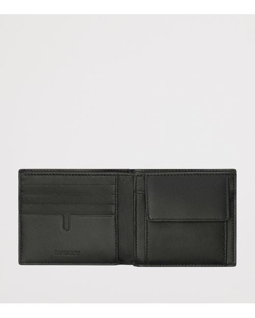 Burberry Black City Check Bifold Coin Wallet for men