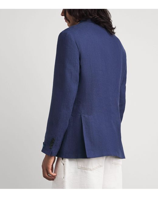 Polo Ralph Lauren Blue Linen Double-Breasted Blazer for men