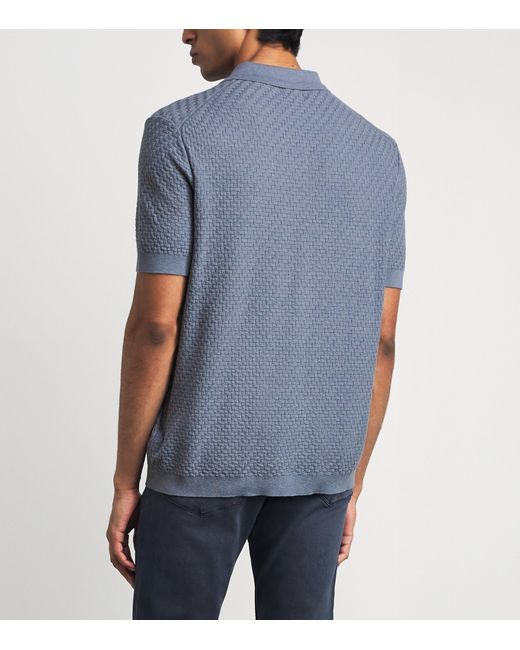 PAIGE Blue Cotton-Wool-Silk-Cashmere Kiko Polo Shirt for men