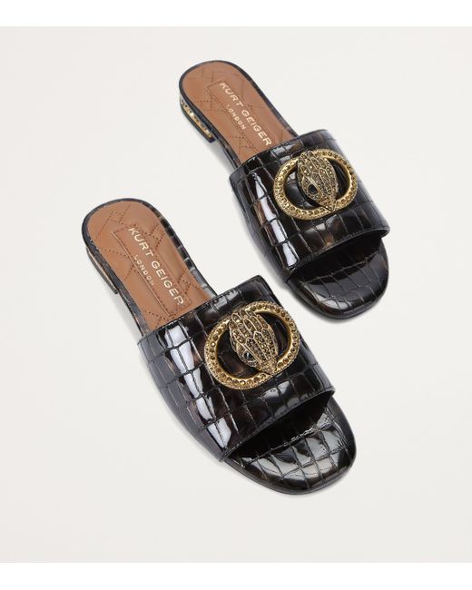 Kurt Geiger Black Patent Chelsea Flat Sandals