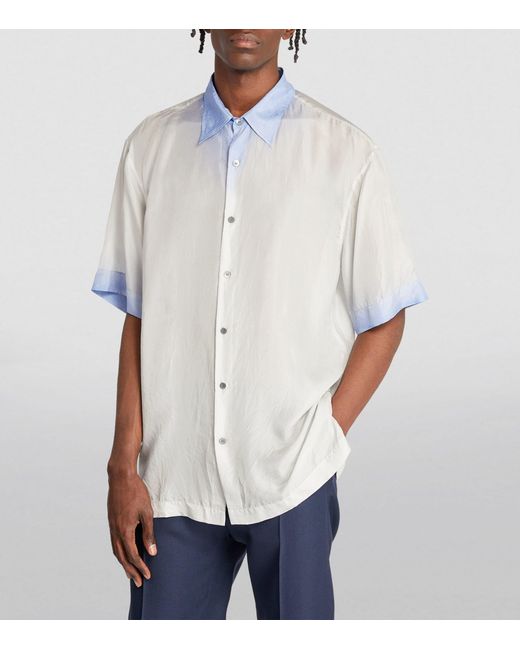 Dries Van Noten White Silk Short-sleeve Shirt for men