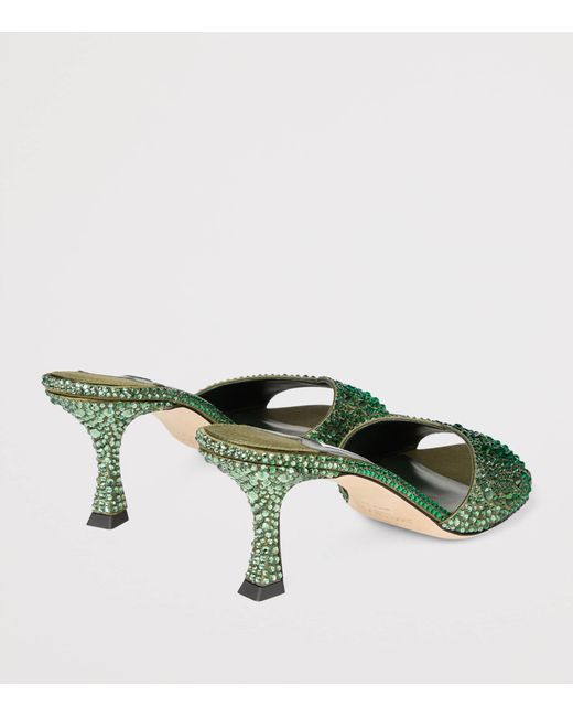 Jimmy Choo Green Skye 70 Embellished Satin Sandals