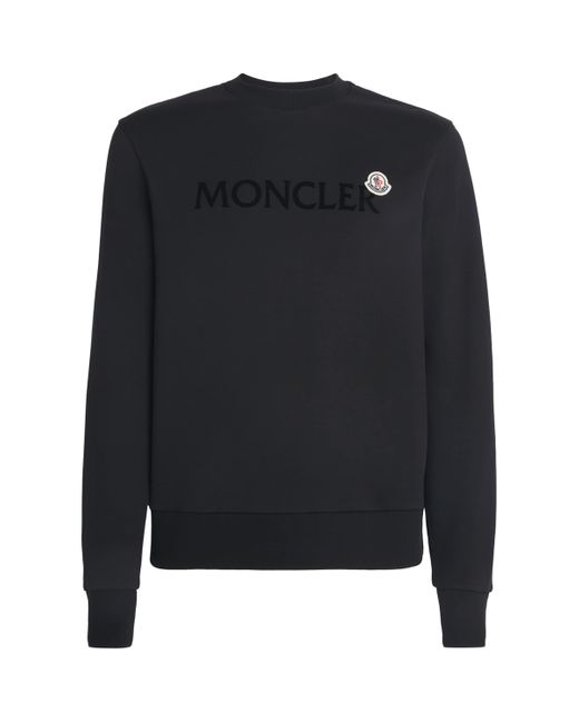 Moncler Black Logo Cotton Sweatshirt for men