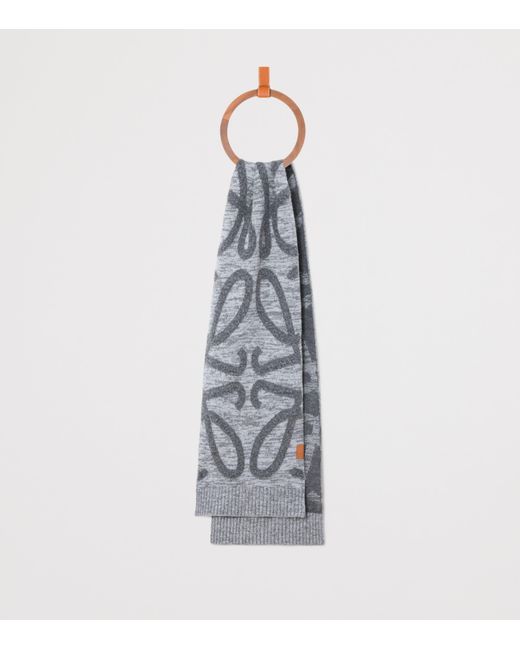 Loewe Gray Wool-Cashmere Anagram Scarf