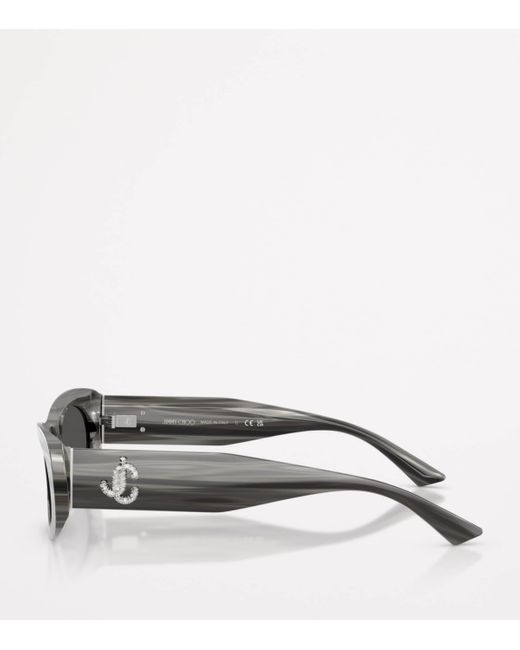 Jimmy Choo Gray Oval Logo Sunglasses