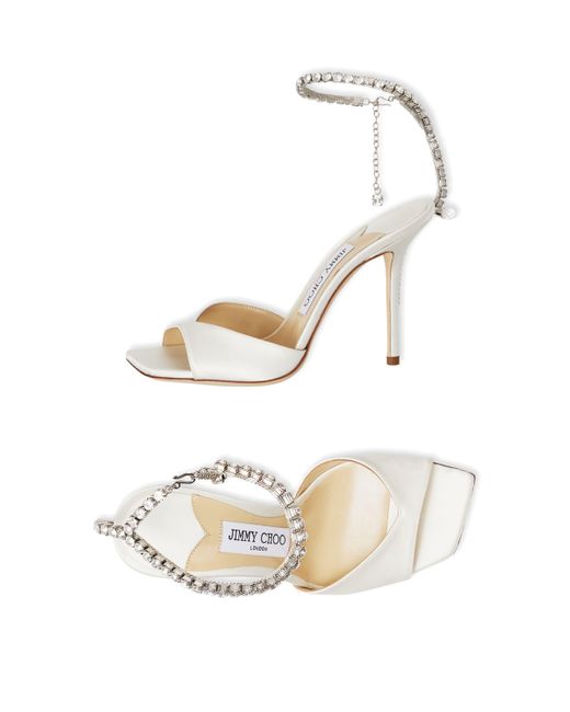 Jimmy Choo White Saeda 100 Satin Sandals
