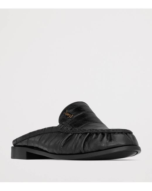 Saint Laurent Black Eel Leather Le Loafer Mules