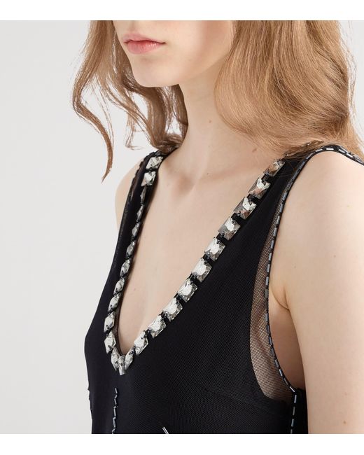 Prada Black Tulle Embellished Mini Dress