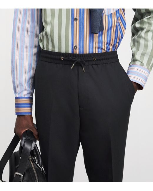 Paul Smith Black Wool Drawstring Chinos for men