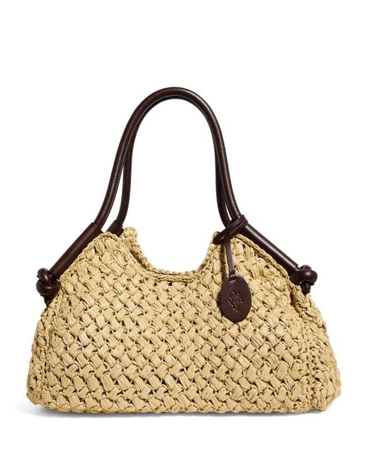 Eleventy Metallic Raffia Satchel Shoulder Bag