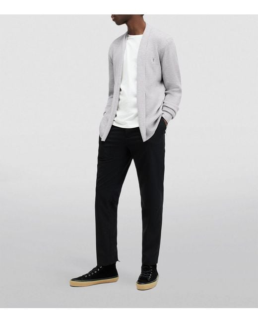 AllSaints Gray Merino Mode Open Cardigan for men