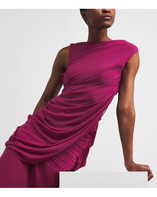 Sandra Mansour Purple Silk-Blend Crepe Ombre Gown