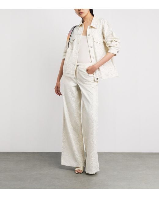 Alice + Olivia White Embellished Jeff Denim Jacket