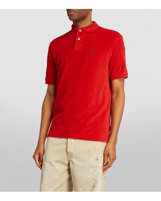 Polo Ralph Lauren Red Terry Towelling Polo Shirt for men