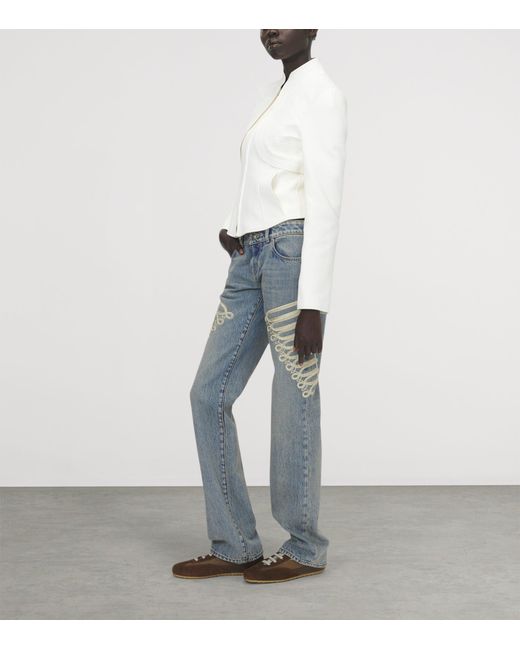 McQueen Blue Metallic-Frogging Straight Jeans