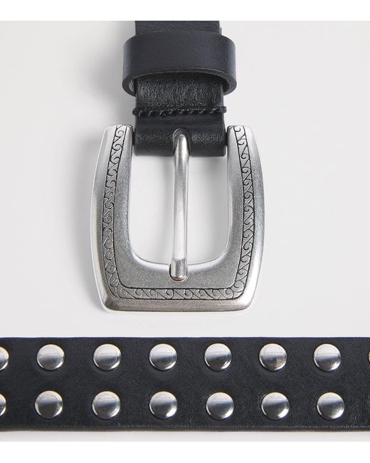 MOLEBO Black Leather Studded Western Belt for men
