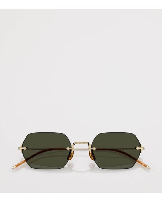 Oliver Peoples Green Titanium Tk-13 Rectangle Sunglasses