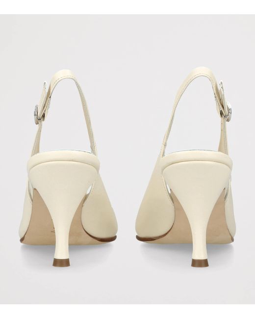 Aeyde White Leather Carla Slingback Pumps 75