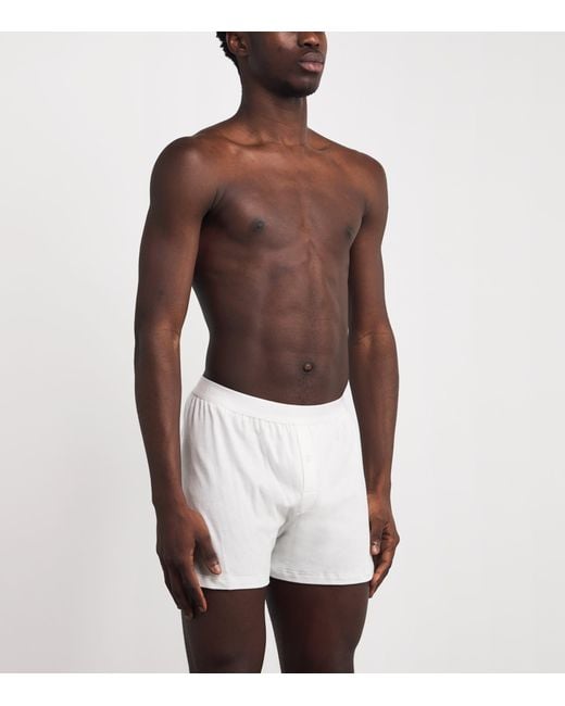 Sunspel White Sea Island Cotton Boxer Shorts for men