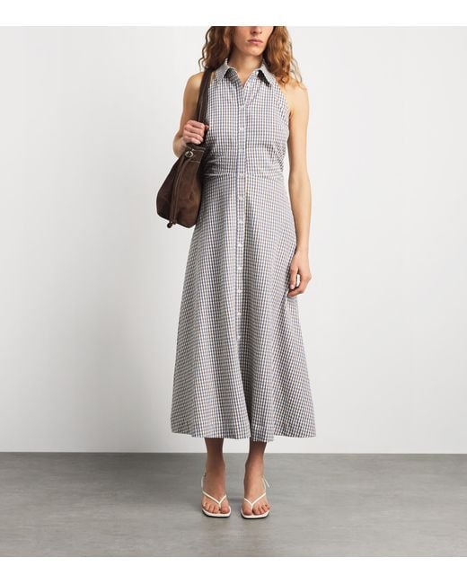 Veronica Beard Gray Gingham Mackey Midi Dress