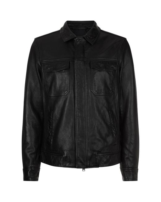 AllSaints Black Forum Leather Jacket for men
