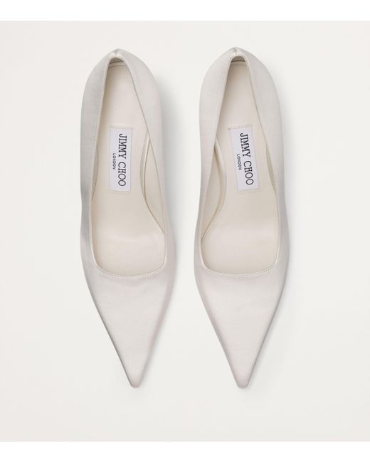 Jimmy Choo White Ixia 80 Satin Pumps