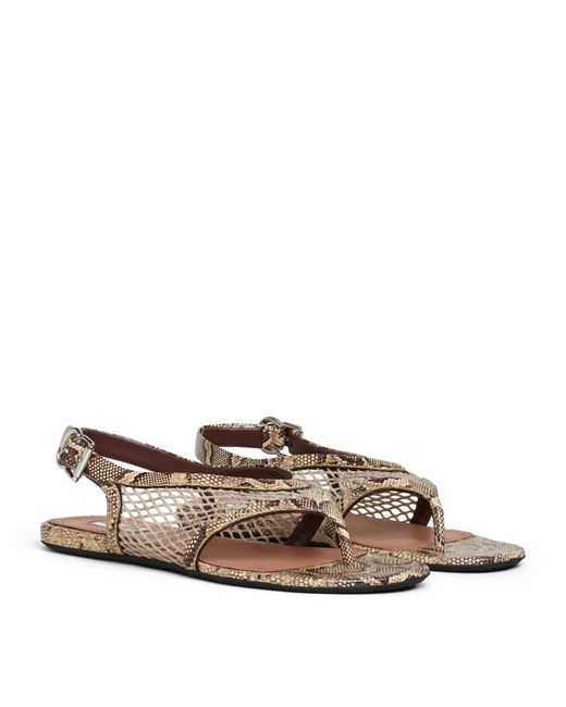 Alaïa White Python-Effect Thong Sandals