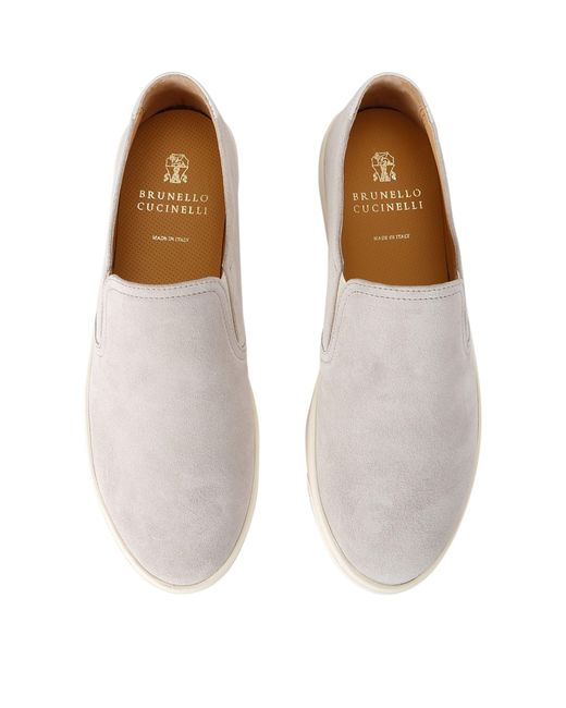 Brunello Cucinelli White Slip-on Leather Low-top Trainers for men