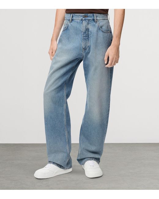 Loewe Blue Buckle-Strap Straight Jeans for men