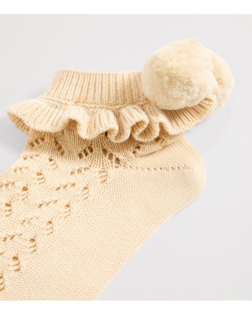 Valentino Natural Cotton-Blend Pom-Pom Socks