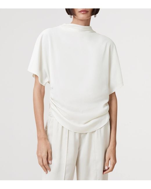 AllSaints White Leslie Draped Top