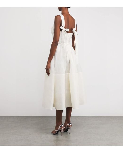 Zimmermann White Linen-Silk Corset Midi Dress