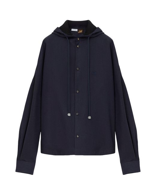 Loewe Blue X Paula's Ibiza Linen-Blend Hooded Anagram Shirt for men