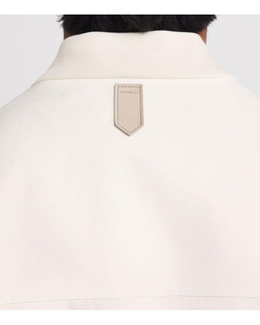 Canali White Linen-Silk Bomber Jacket for men