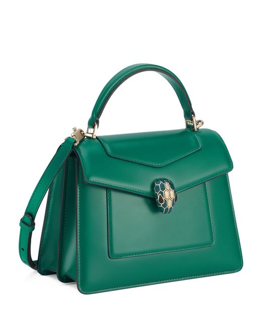 BVLGARI Green Leather Serpenti Forever Top-handle Bag
