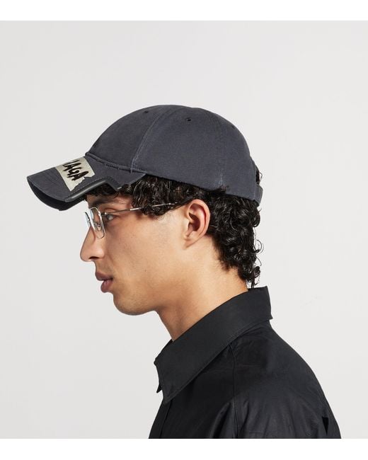 Balenciaga Blue Cotton Masking Tape Logo Cap for men