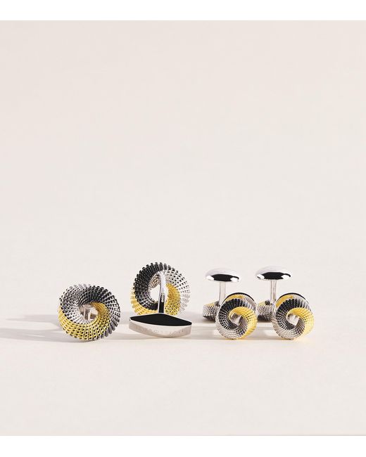 Tateossian Natural Sterling Mobius Knot Cufflinks And Studs Set for men