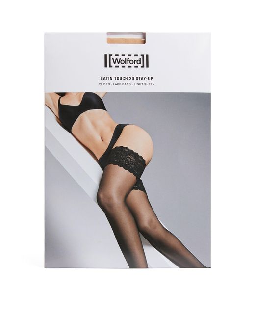 Wolford Gray Satin Touch 20 Stay Up Thigh Highs