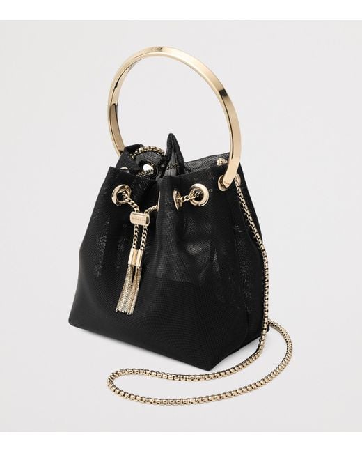 Jimmy Choo Black Mesh Bon Bon Top-Handle Bag