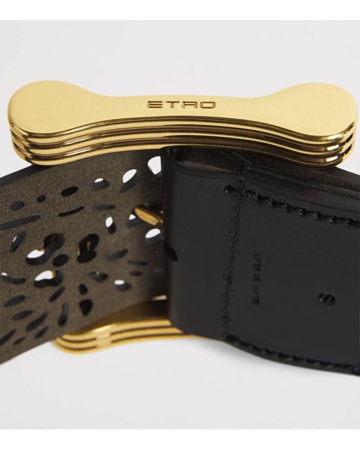 Etro Black Reversible Laser-Cut Belt