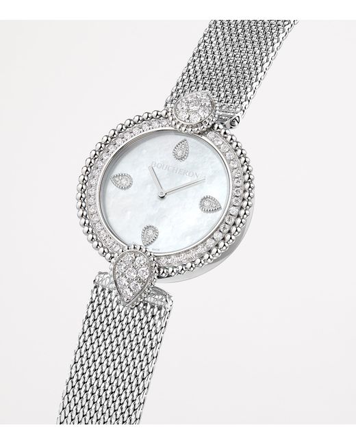 Boucheron Metallic Steel And Diamond Serpent Bohème Watch