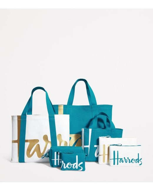 Harrods Blue Mini Cotton Logo Tote Bag