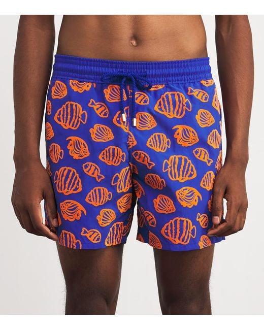 Vilebrequin Blue Fish Print Moorea Swim Shorts for men